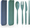 Large Reusable Plastic Utensils Set with Case, Travel Fork Spoon Knife Chopsticks for Lunch Box, Portable Cutlery for
