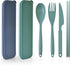 Large Reusable Plastic Utensils Set with Case, Travel Fork Spoon Knife Chopsticks for Lunch Box, Portable Cutlery for