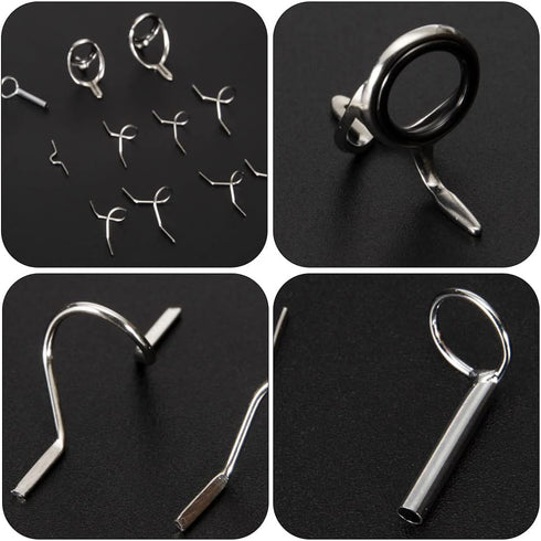 Fly Fishing Rod Building Kit, 11Pcs Rod Tip Eye Rings Repair Kits, Fishing Rod Guides Top Tip Deep Sea Rod Guide Ring