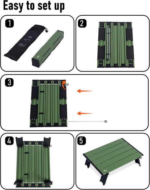 Compact Folding Beach Table: iClimb Ultralight Mini Table (Green, L)