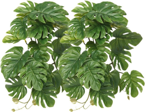 WOLEDOE 2Pack Reptile Fake Plants for Terrarium, Snake Tank Accessories, Habitat Decor Artificial