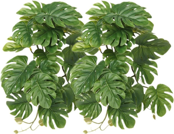 WOLEDOE 2Pack Reptile Fake Plants for Terrarium, Snake Tank Accessories, Habitat Decor Artificial