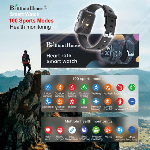 Fitness Tracker with Heart Rate Monitor, Sleep Monitor, Activity Tracker, IP68 Smart Watch for Men and Women