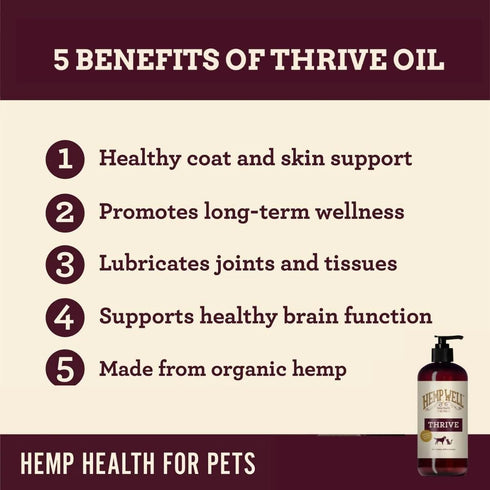 3 6 Immune 2 oz Hemp Well Thrive Oil for Dogs & Cats, Organic Hemp Oil, Omega & Supplement for Skin & Coat, Hip