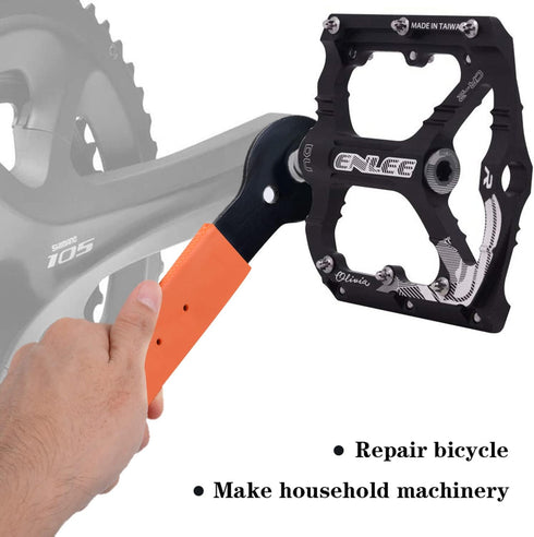 Pedal Wrench Double Sided Bicycle Spanner, 15/16/17mm Pedal Removal Tool with Comfortable Grip for Biking Repair