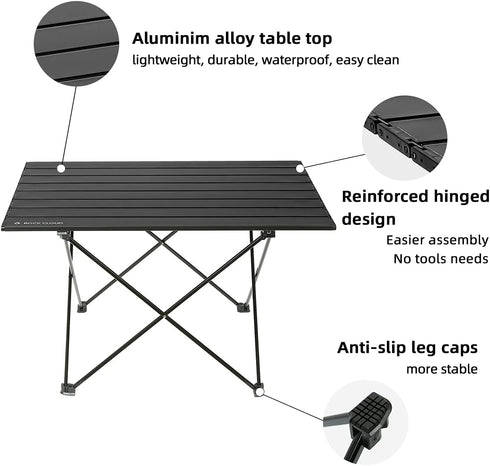ROCK CLOUD Portable Camping Table - Ultralight Aluminum Folding Beach Table for Outdoor Picnic