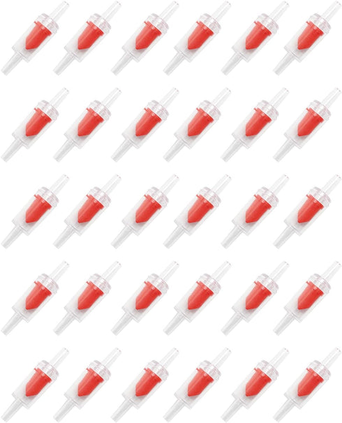 30PCS Red One Way Check Valves Kit for Aquarium Air Pump, Airline Tubing, and Accessories