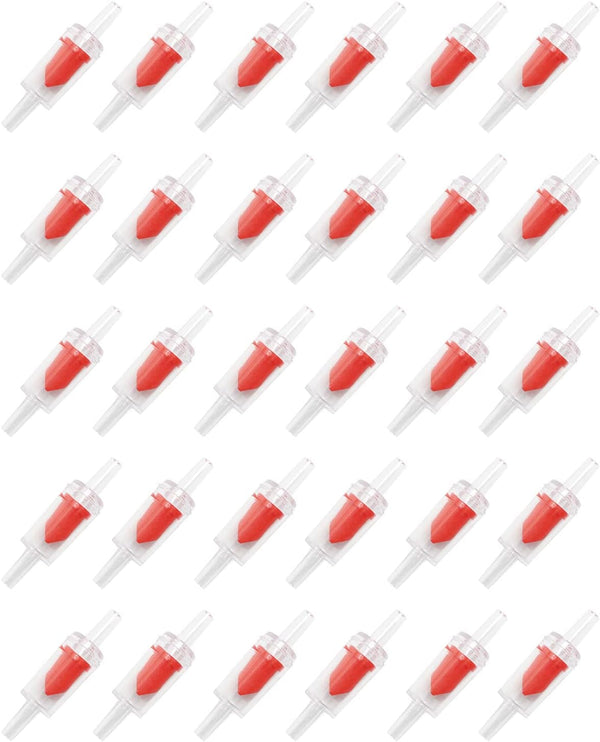 30PCS Red One Way Check Valves Kit for Aquarium Air Pump, Airline Tubing, and Accessories
