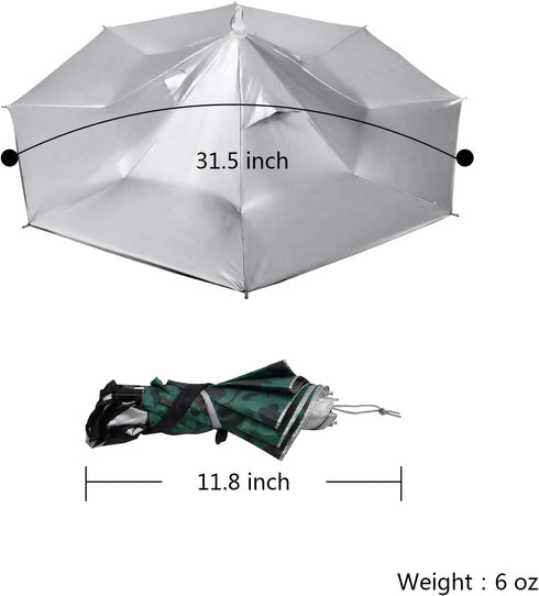 Umbrella Hat - Colorful Folding Sun Rain Cap for Beach, Party, Outdoor, Fishing, Hunting, Gardening, UV Protection