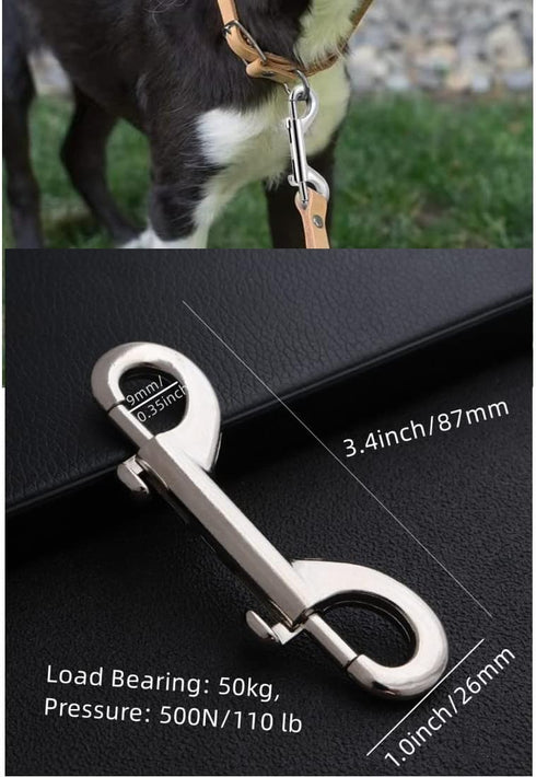 Double Ended Bolt Snaps Hook, Zinc Alloy Metal Clips for Dog Leash, Key Chain, Horse Tack, 6Pcs (3.4" 87mm Silver)