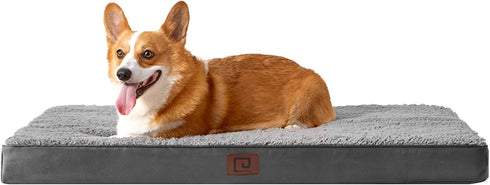 EHEYCIGA Orthopedic Medium Dog Beds, Removable Washable Cover for Crate, Grey, 30x20