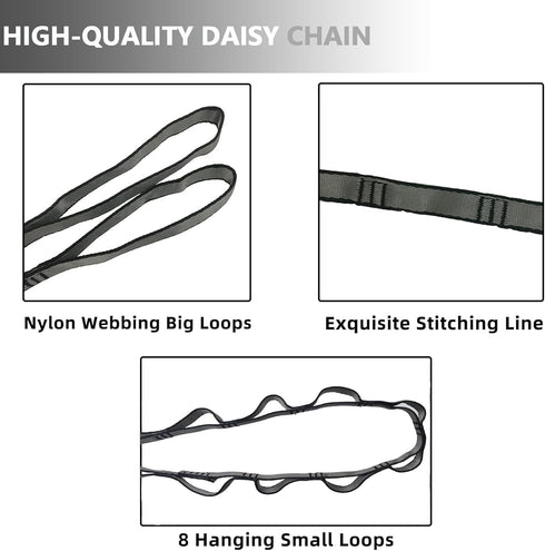 PRIOR FITNESS Yoga Straps Aerial Hammock Accessory Set - 2pcs Daisy Chain + 2pcs Carabiner