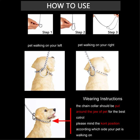 Stainless Steel Dog Choke Chain Collar by Mogoko, Puppy Metal Snake Chain Pet Show Slip Collar Choker for Training