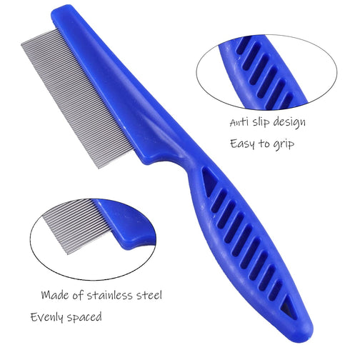 Hsathoac 9 Pieces Pet Flea Lice Comb, Dog And Cat Tear Stain Remover Comb, Remove Eye Mucus Crust Dandruff Floating