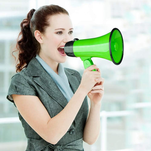 MyMealivos Portable Megaphone Bullhorn 20 Watt Power Speaker with Voice and Siren Modes, Volume Control, Strap (Green)
