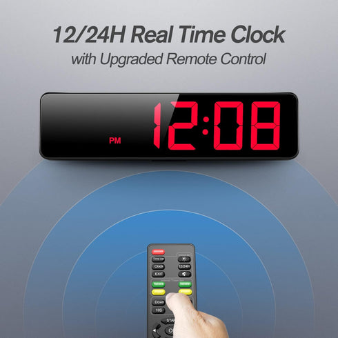 15" Count Gym Timer Large LED Display Wall Clock | Gym Interval Workout | Down & Up | Stopwatch | Adjustable Buzzer