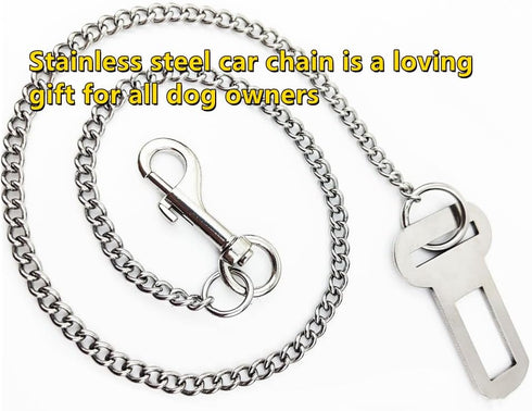 JLEivvi Dogs(60cm) Stainless Steel No chew Dog Car Seat Belt, Stainless Steel Dog Car Seat Belt Vehicle Travel Dog