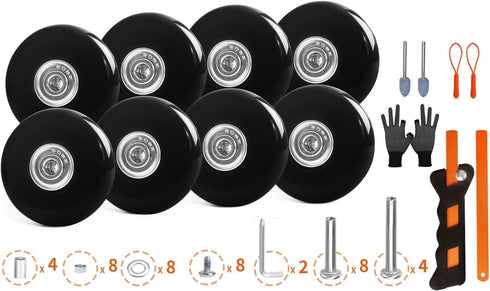 ASUNTOM 50x14mm, 8PCS Luggage Wheels Replacement Swivel Caster Wheels with Axles & Repair Kit, Precision Ball Bearings