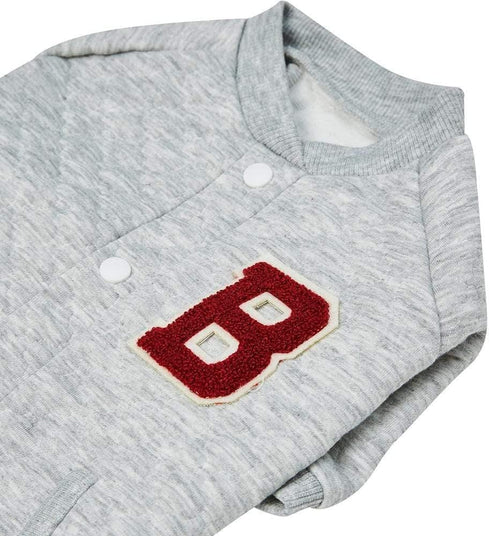 Blueberry Pet Soft & Comfy Baseball Fans Favorite Argyle Jacquard Pullover Dog Sweatshirt, Grey, Back Length 12"