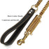 Gold Dog Chain Leash 15mm Cuban Link with Strong Buffer Spring, No-Pull Genuine Leather Handle for Large Dogs