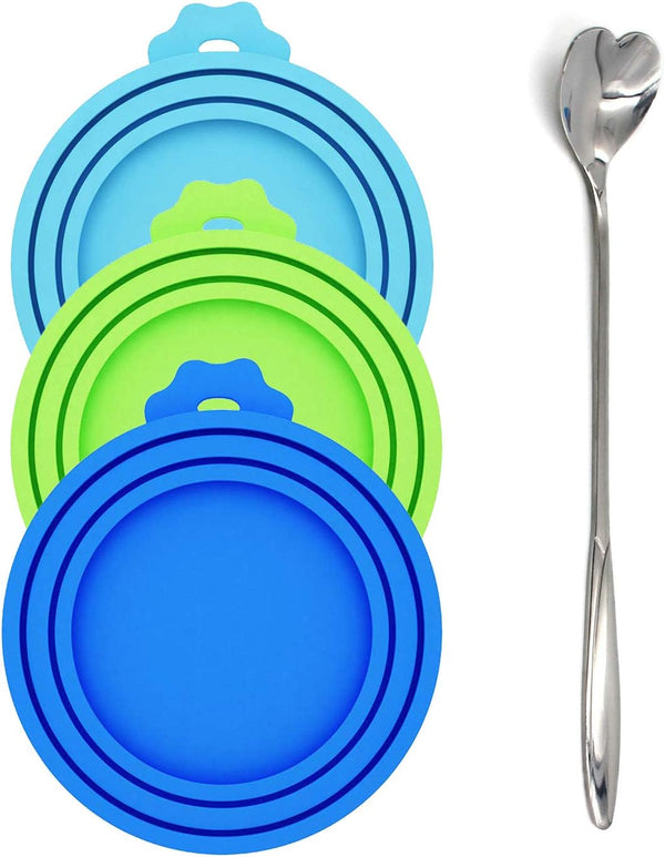 Comtim Pet Food Can Lids, Silicone Covers for Dog and Cat Food, Universal Size Fits All Standard Can Tops (3 Pack &