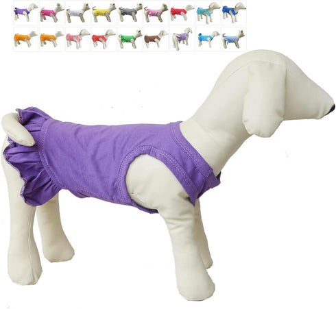 Pet Clothes Small Dog Blank Color Sport Dress T-Shirts Tanks for Female Dogs, 100% Cotton (L, Purple)