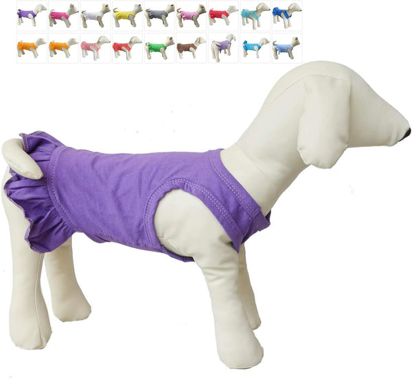 Pet Clothes Small Dog Blank Color Sport Dress T-Shirts Tanks for Female Dogs, 100% Cotton (L, Purple)