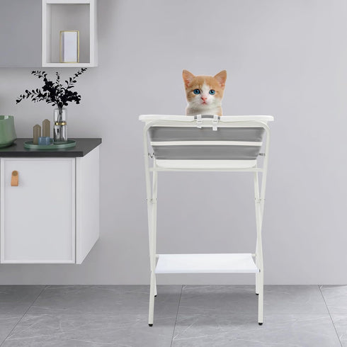 MELONGKAYLON 2 1 110.23lbs 26'' L16.5 W38.8'' in Dog Bathtub Small Pet Bathtub with Stand, Foldable Pet Bath