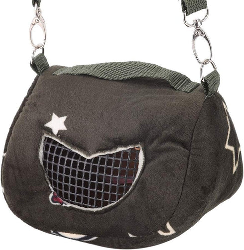 Blackish Green Flannelette Small Pet Carrier Bag, Portable Breathable Hamster Outgoing Bag (M)