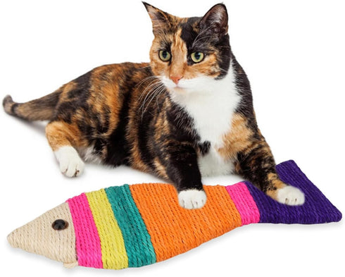 Cat Scratching Board - Creative Fish Shaped Claw Toy, Colorful Sisal Pad Scratch Lounge Durable Interaction Toy