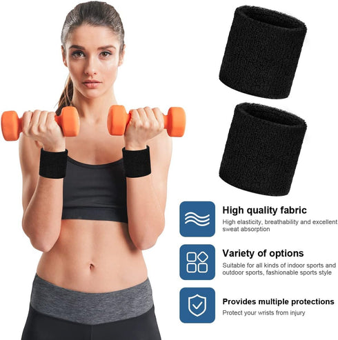 Aucuu Set Sports Wristband for Men & Women, Sports Wristband Absorbent Sweatbands Head Wrist Hand Sweatband Headband