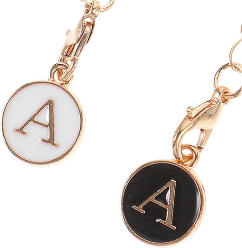 VANZACK 2pcs Letter Charm Hanging Chain for Tumbler Cup Handle, Small Delicate Pendant with White and Black A Letters