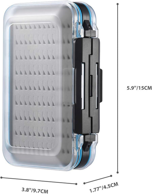 Gonex Fly Boxes for Fly Fishing, Two-Sided Waterproof Lightweight Box with Easy Grip Transparent Lid, 5.9"x 3.8"x 1.77"