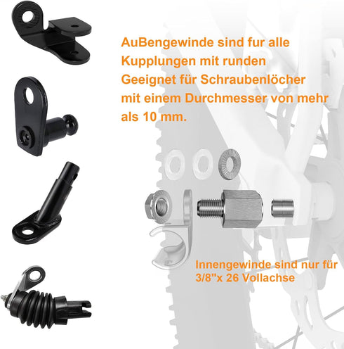NICEDACK Bicycle Hub Hitch Adapter, Universal Axle Adapter for Thrust Axle, Bicycle Trailer Coupling Adapter