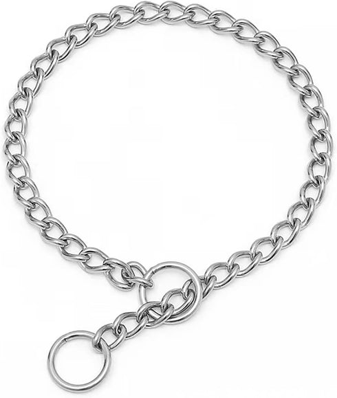 Chain Dog Training Choke Collar, Silver Color 304 Stainless Steel Martingale Collar, 15.7 in, 2.0 mm
