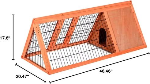 2 Garvee Wooden Rabbit Cage, A-Frame Chicken Coop Outdoor with Doors & Run, Triangle Rabbit Hutch with Ventilating
