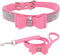 Bow Tie Dog Collar and Leash Set, Bling Rhinestone Puppy Collars with Bowtie for XXS XS Small Medium Large Dogs (Pink M)