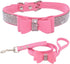 Bow Tie Dog Collar and Leash Set, Bling Rhinestone Puppy Collars with Bowtie for XXS XS Small Medium Large Dogs (Pink M)