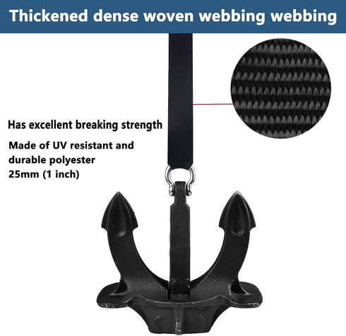 Two Hooks Adjustable Bimini Boat Top Straps, 38"~70" Marine Awning Webbing Straps with Heavy Duty Snap Hooks