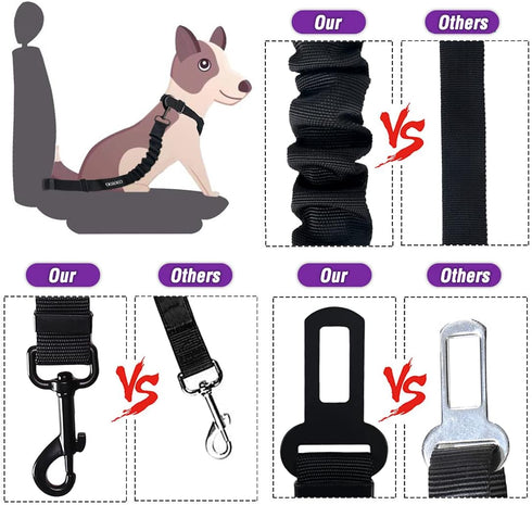 COOYOO Dog Seat Belt,Retractable Dog Car Harness Seat Belt for Car Adjustable Nylon Pet Safety Seat Belts Heavy Duty