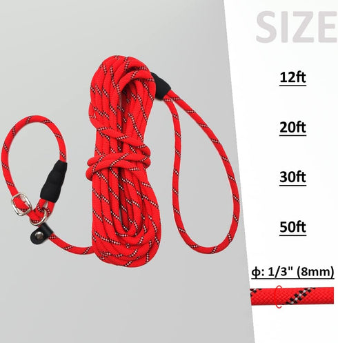 Reflective Long Slip Lead Dog Leash, Anti-Choking Rope Training Leash for Medium Dogs Small Puppy Pets, Available in