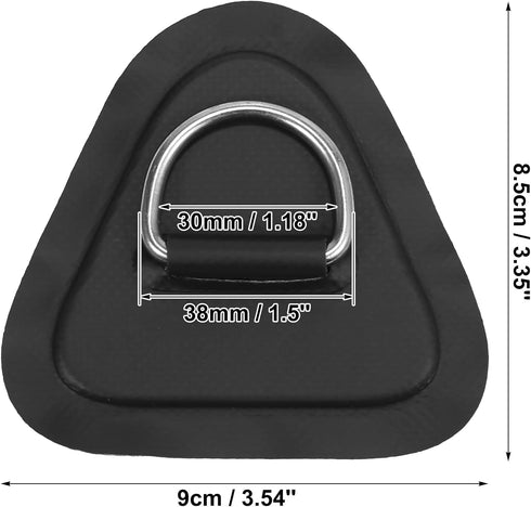 X AUTOHAUX D Ring Patch 4pcs PVC Stainless Steel Triangle Shape Pad for Inflatable Boat Kayak Canoe Deck