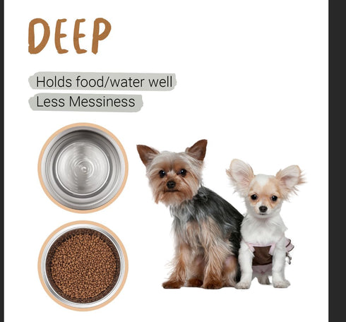 PEGGY11 Deep Stainless Steel Anti-Slip Dog Bowl, Single Pack, 2 Cups