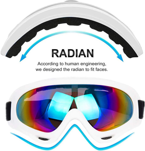 Ski Goggles Pack of 2 - Snowboard Motorcycle Glasses for Boys Girls Youth Men Women