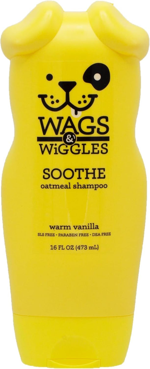 Wags & Wiggles Soothe Oatmeal Dog Shampoo - Warm Vanilla Scent, pH-Balanced Colloidal Oatmeal Formula