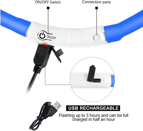 2 Pack Light Up Dog Collar for Night Walking, Rechargeable with 1640 Feet Visibility, Brightest LED Dog Collar