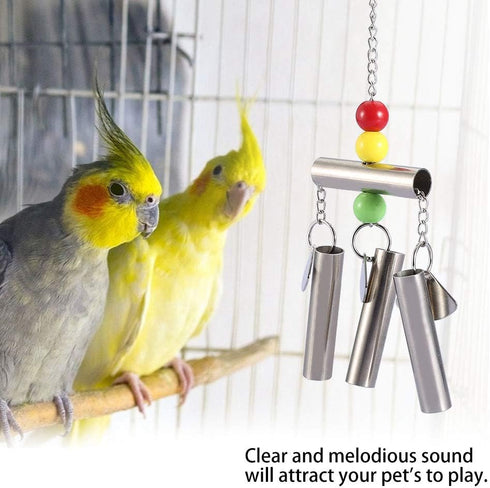 Stainless Steel Bell Parrot Toy, Heavy Duty Bird Cage Swing Stand for Small Birds, Parakeets, Cockatiels, Macaws