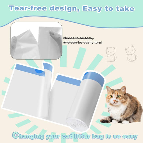 Rastalola 120 Pack 3 4, 25x15.7 inch 10-12 Cat Litter Bags with Drawstring, Compatible with Litter Box Robot & Self
