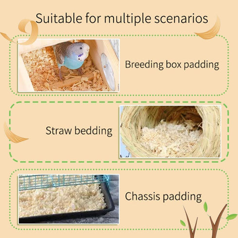 MANON ROSA Wood Shavings for Bird Bedding - Natural Aspen Soft Low-Dust & Odor-Control Nesting Material for Parakeets