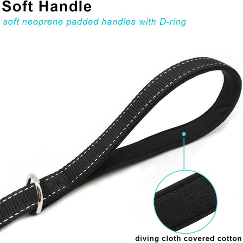 5-7FT Reflective Bungee Dog Leash, Anti-Pull Shock Absorption Nylon Elastic Walking Leash for Small Medium Dogs